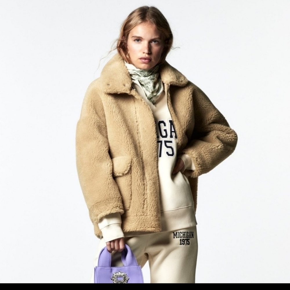 Zara – Faux Fur Double-Sided Jacket – Camel